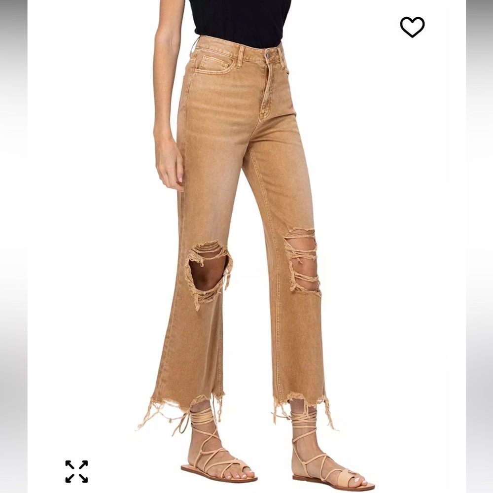 Vervet Leslie High Rise 90's Vintage Crop Flare Jeans Tan Brown Size 28 NEW